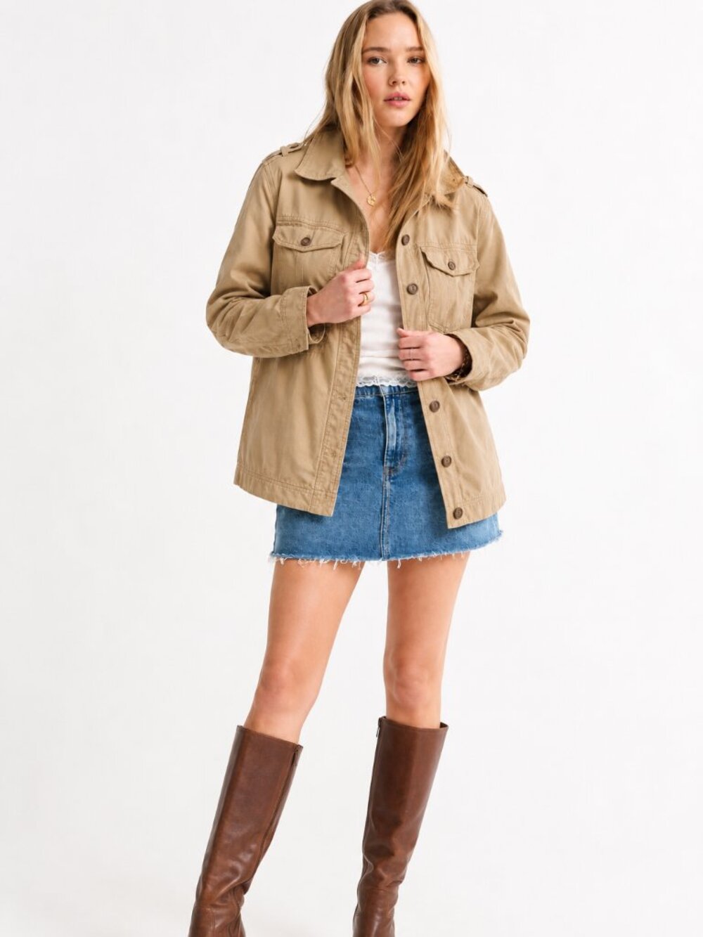 Abercrombie Khaki heritage utility barn outdoorsy style elevated basic relaxed